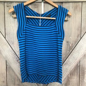 Ann Taylor Square neck short sleeve striped top Sz S